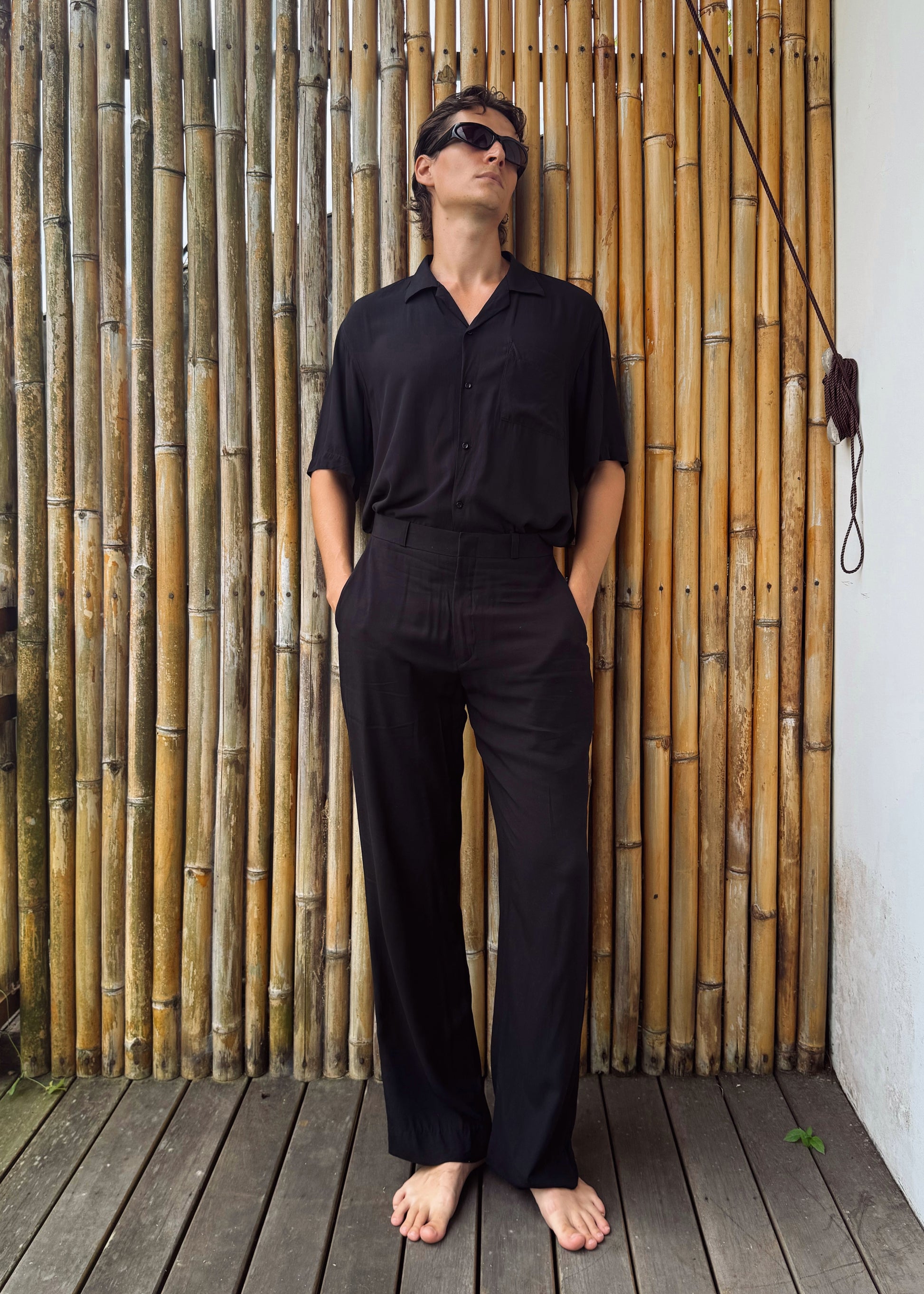 Jet Black Rayon Pants