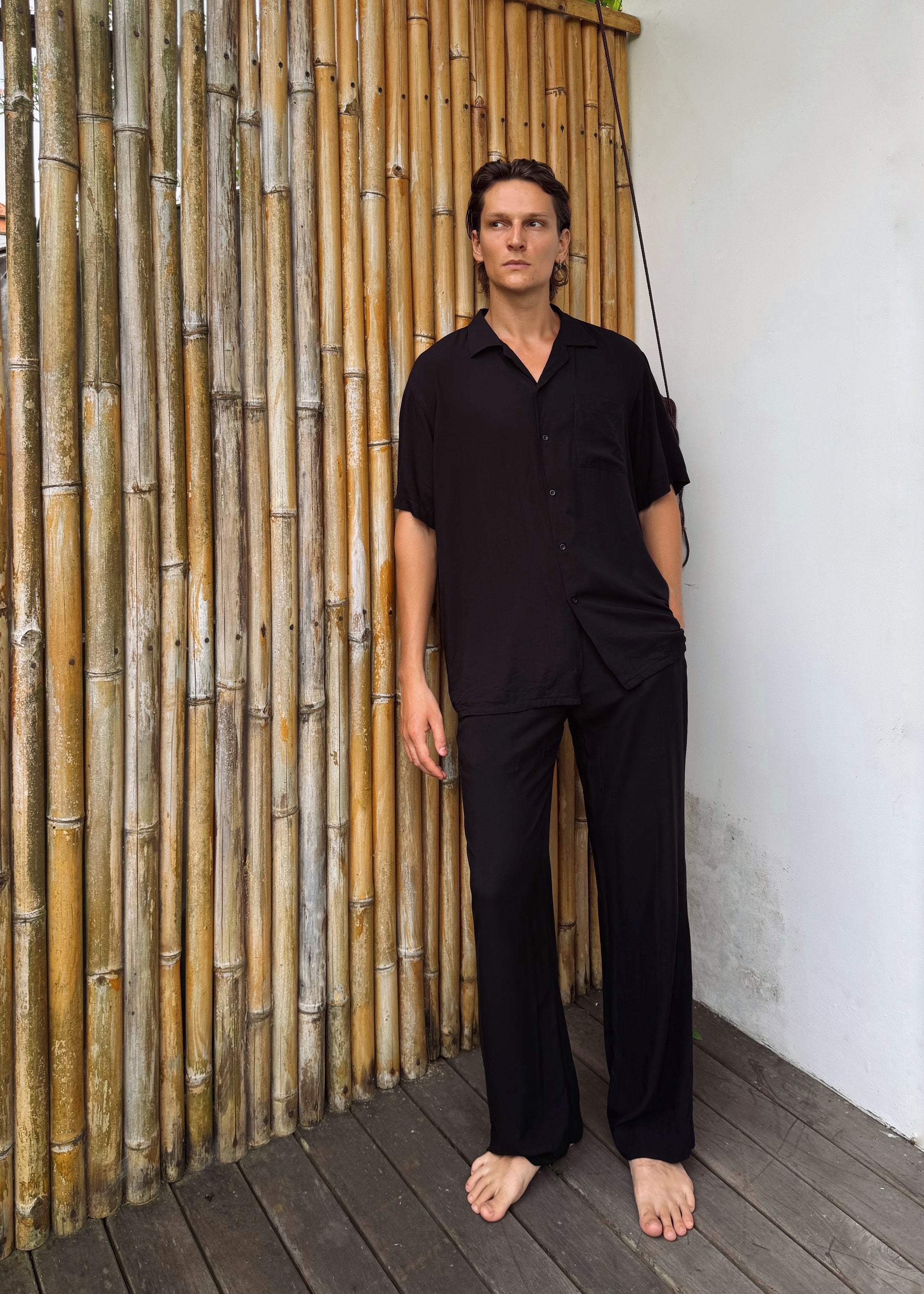 Jet Black Rayon Pants