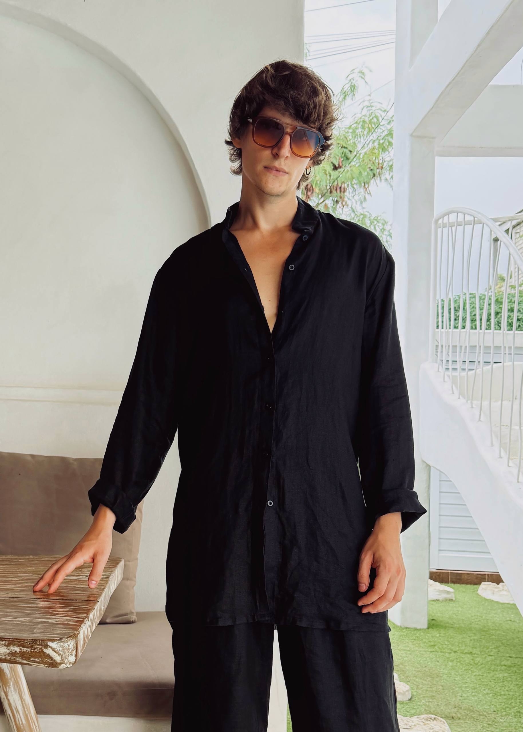 Onyx Extended Linen Shirt