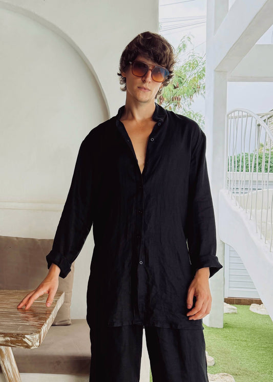 Onyx Extended Linen Shirt